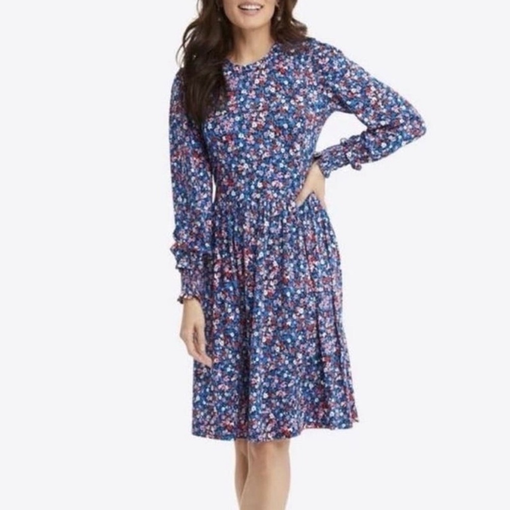Draper James Kitty Knit Dress in Ditsy Floral- Bluebell Floral